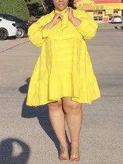 Women's Plus Size V-Neck Long Sleeve Tunic Dress