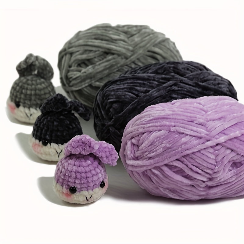 3pcs Chenille Yarn for Knitting Crochet DIY Doll Hat 50g pc
