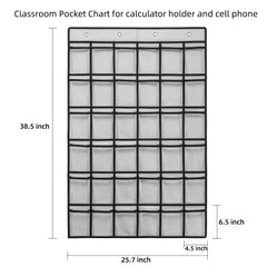 36-Pocket Classroom Pocket Chart for Cellphone and Calculator Organization