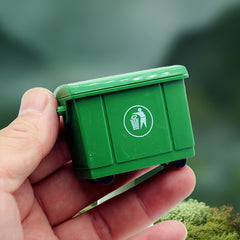 2pcs Green ABS Resin Trash Bins for Dollhouse Toy House Decor