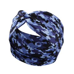 Camouflage Print Wide Headbands Women Knotted Turban Elastic Non Slip Hair Bands