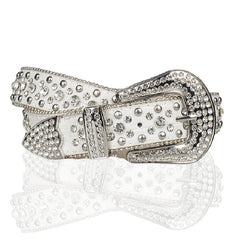 Women Punk Rhinestone Belt Studded Beaded Belt Hip Hop Wide Belt