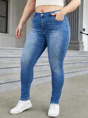  High Rise Solid Skinny Jeans