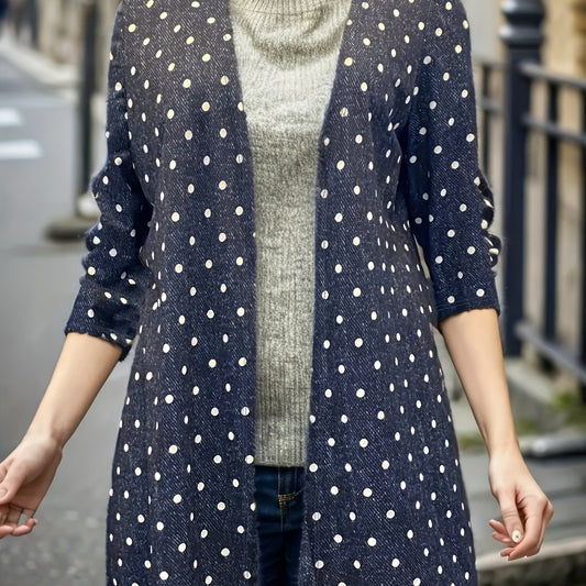  Polka Dot Print Long Sleeve Cardigan