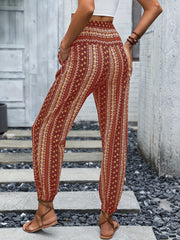 Tribal Print Drawstring Pants Boho Elastic Waist Pants