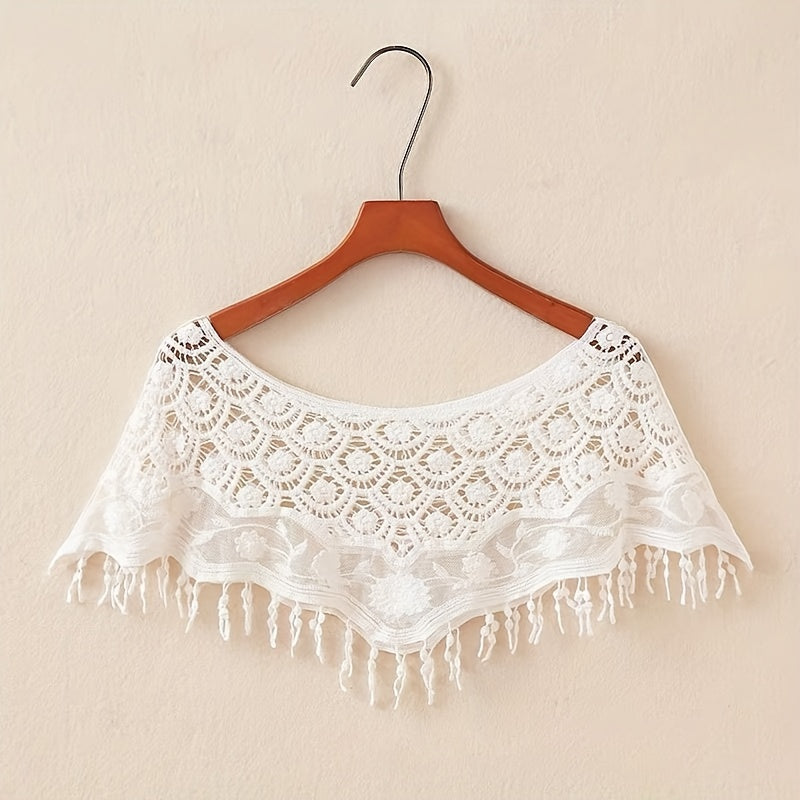 Lace Shawl Flower Hollow Wrap Casual Sunscreen Windproof Cape Dress Accessories