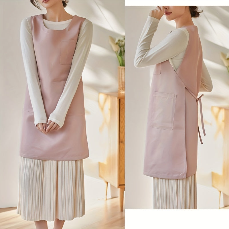 Adjustable Dress Style Apron with Pockets for Chef Gardening Cooking Baking