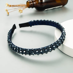 Thin Beaded Crystal Solid Headband Women's Hair Accessories