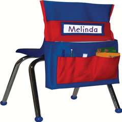 Canvas & Red Chair Pockets Chairback Buddy Pocket Chart Storage Bag