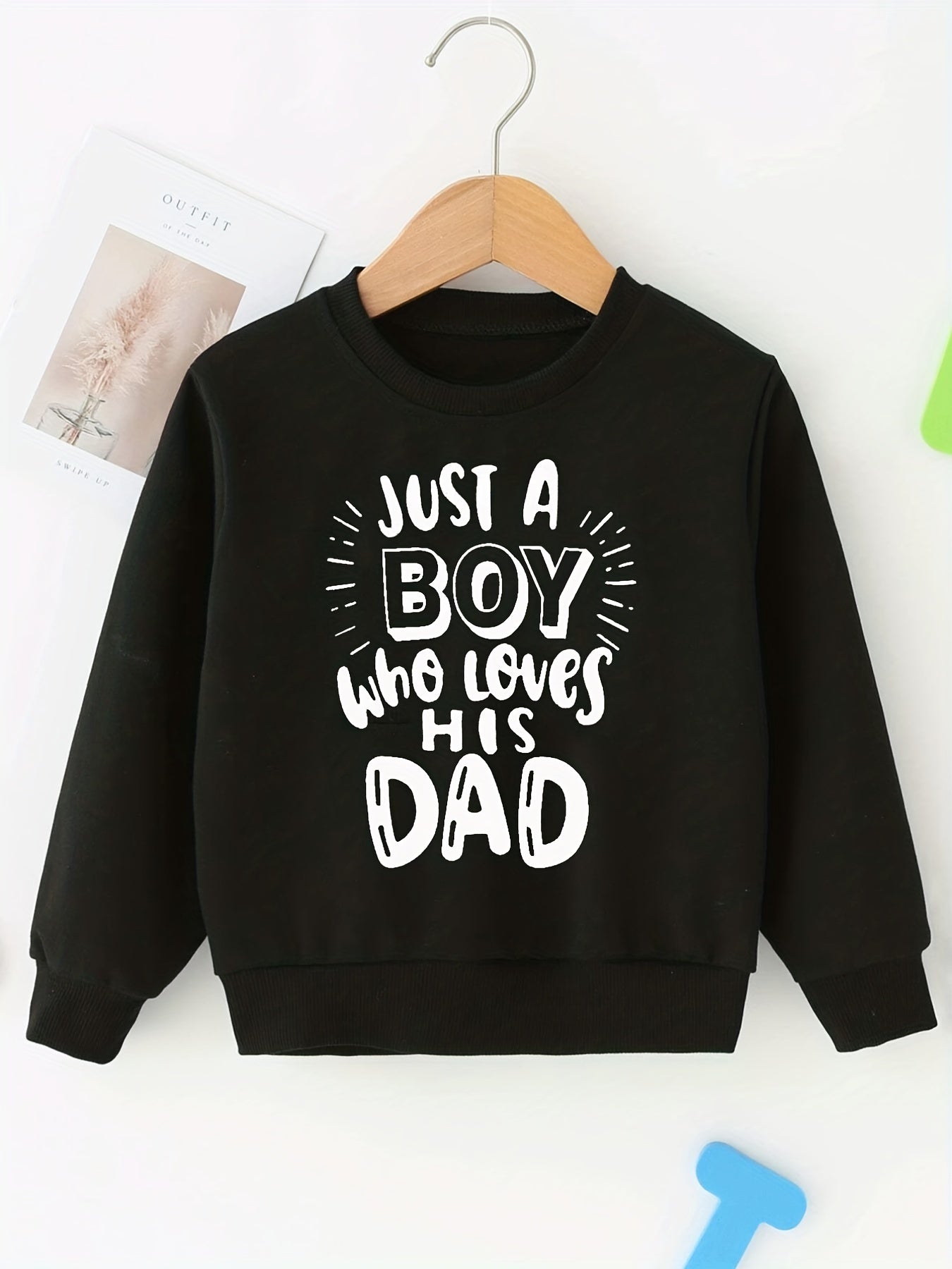 KID'S DAD LOVE Letter Print Crew Neck Sweatshirt