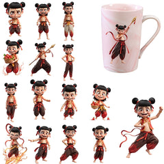16pcs Nezha Waterproof Crystal Stickers UV DTF Mixed Colors Self Adhesive