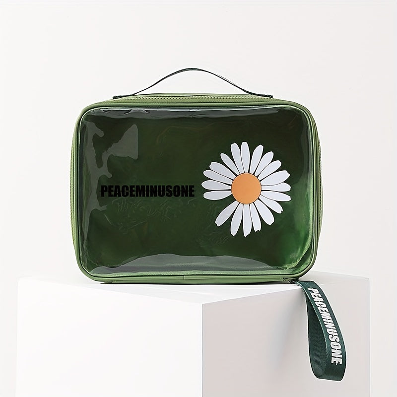 Daisy Printed Waterproof Cosmetic Bag for Outdoor Travel