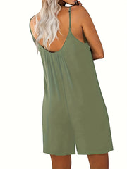  Women's V Neck Solid Cami Romper
