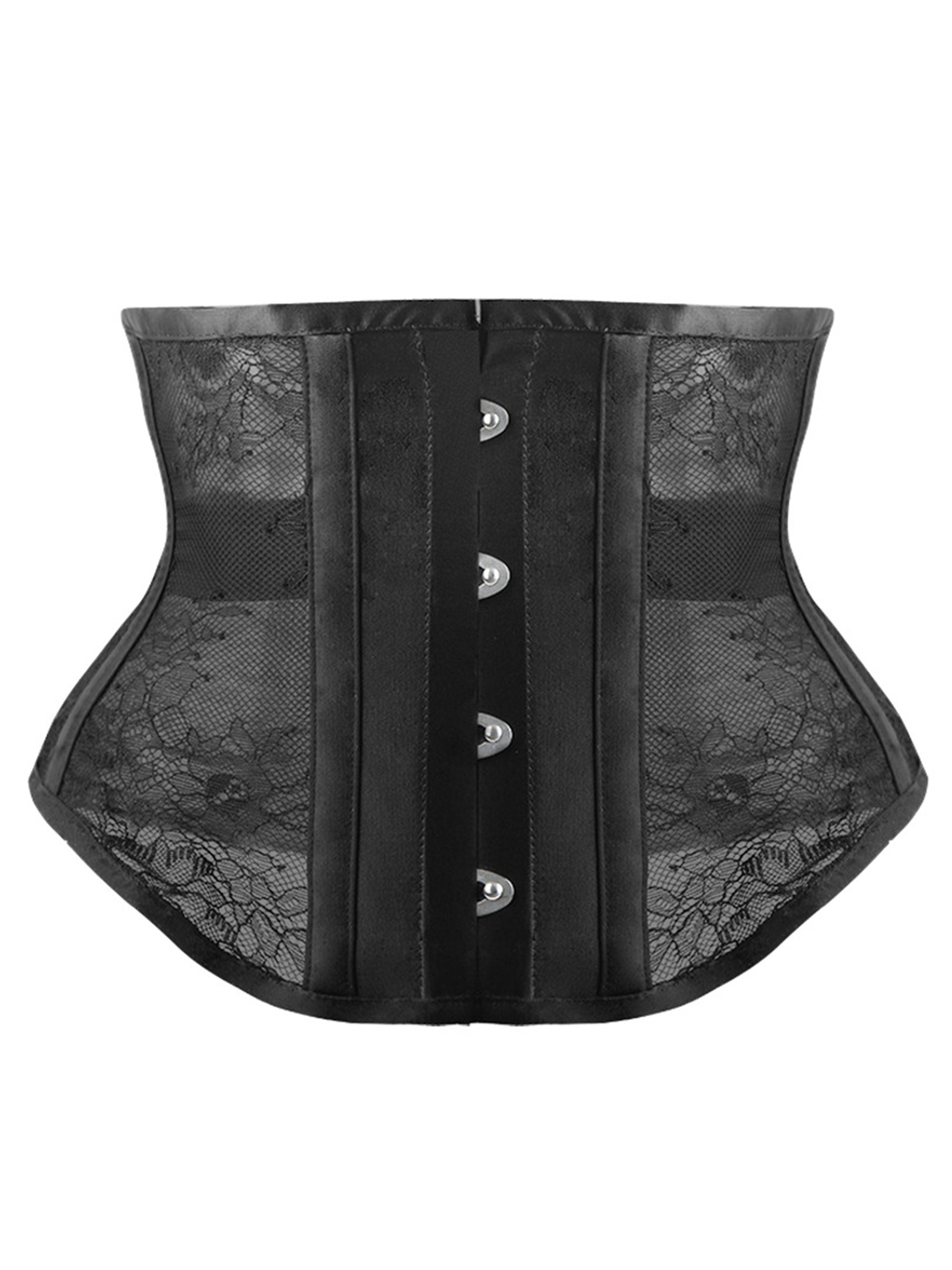 Floral Lace Strapless Corset Tummy Control Lace Up Body Shaper