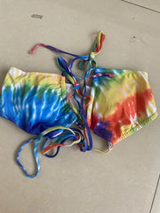  Tie Dye Strappy Cut Out Bikini Two Piece Set