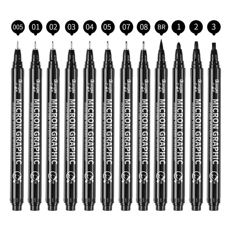 12pcs Waterproof Ink Fineliner Pens Set for Art Sketching Watercolor Multiliner