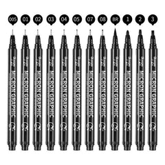 12pcs Waterproof Ink Fineliner Pens Set for Art Sketching Watercolor Multiliner