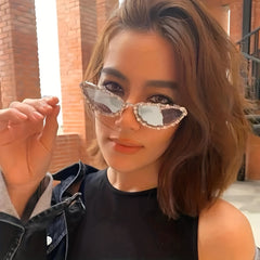 Rhinestone Decor Sunglasses Metal Frame UV400