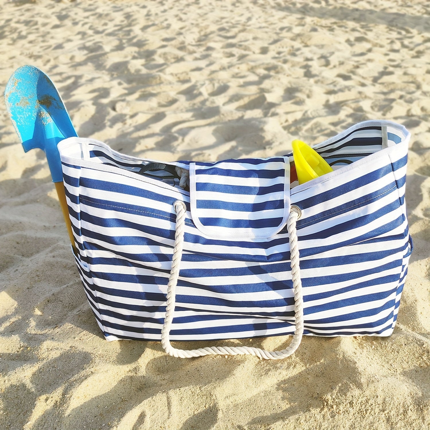 Striped Summer Beach Bag Large Capacity Shoulder Bag