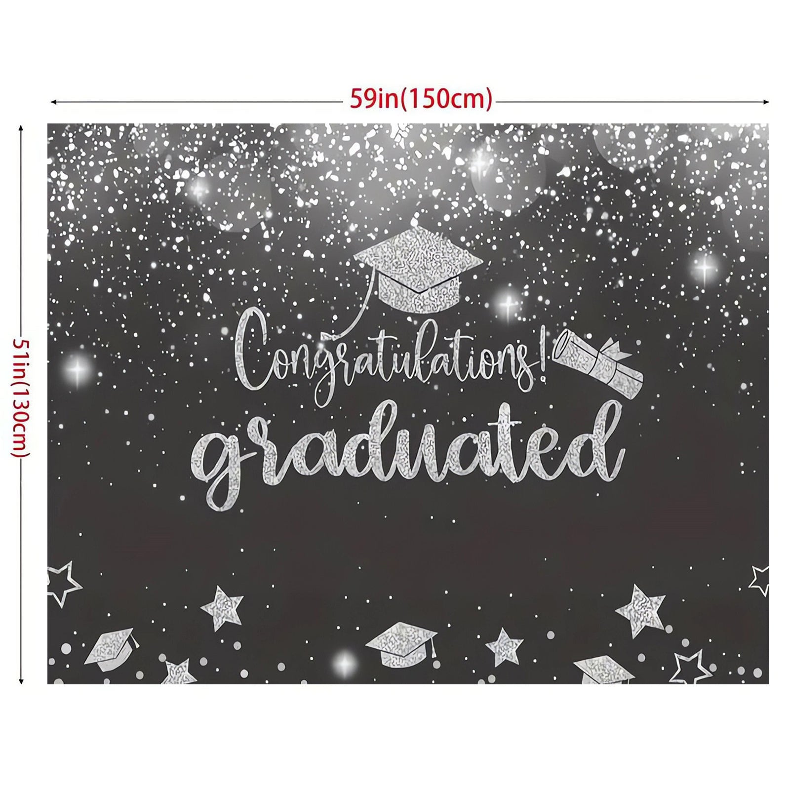 Silver Glitter Graduation Party Backdrop Photo Booth Prop