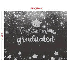 Silver Glitter Graduation Party Backdrop Photo Booth Prop