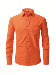 Men's Classic Button Up Shirt for Spring/Fall Business Occasion