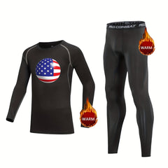 Kids US Flag Compression Fleece Set