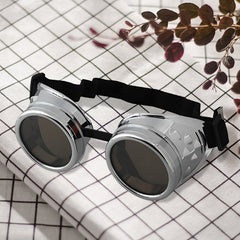 Vintage Steampunk Glasses Dress With Riding Goggles