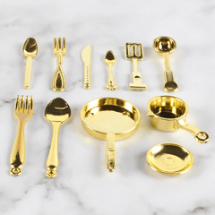 11pcs Mini Spoon Fork Pan DIY Props Food Play Scene Kids Kitchen Utensils Toys