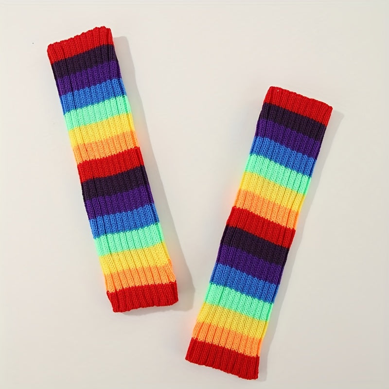 Rainbow Knitted Sleeve Warm Arm Sleeve for Autumn & Winter