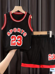 Boys SPORTS Tank Top & Shorts Set, Basketball Outfits