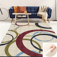 Modern Red Circle Pattern Area Rug Non Slip