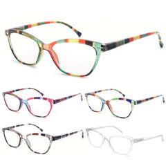 Cat Eye Reading Glasses Colorful Pattern Lightweight Flexible Spring Hinge