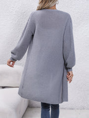 Long Length Knit Cardigan Open Front Long Sleeve
