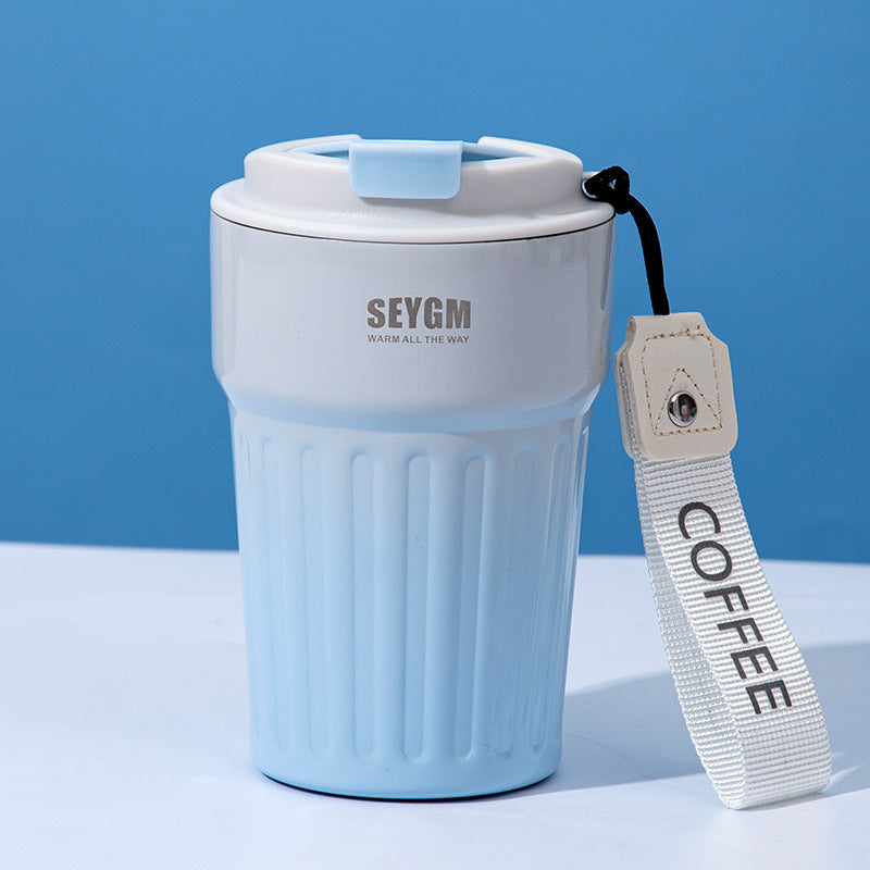 Portable Stainless Steel Coffee Mug Striped Business Office Mug