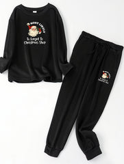  Christmas Loungewear Set Women's Santa Print Top & Pants