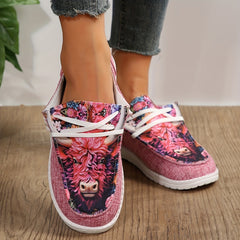 Women's Colorful Bull Print Low Top Walking Shoes Lightweight