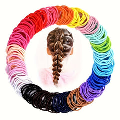 100pcs Colorful Elastic Hair Bands for Kids, Small Hair Rings