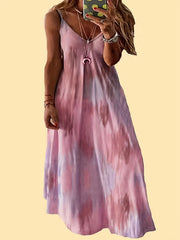  Leopard Print V Neck Cami Maxi Dress
