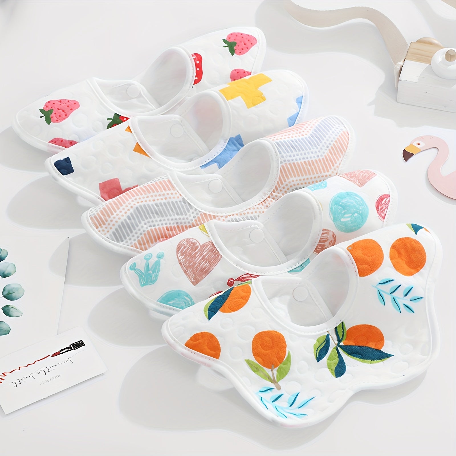 5pc Baby Toddler Petal Style Bib Cotton Waterproof Saliva Bib