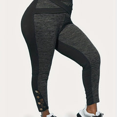  Colorblock Cross Belt Lace Leggings
