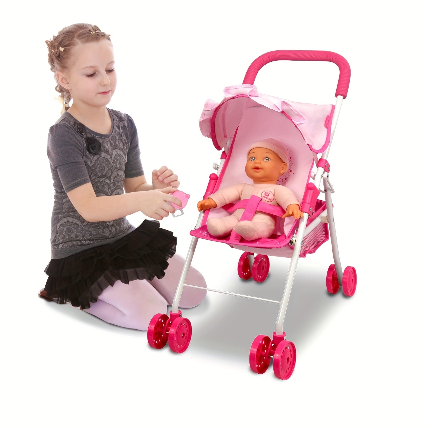 Adorable Adventure Anivia Pink Doll Stroller with Soft Body