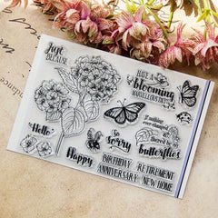 Butterflies Flowers Pattern Silicone Stamp DIY Scrapbook Photo Card Decor
