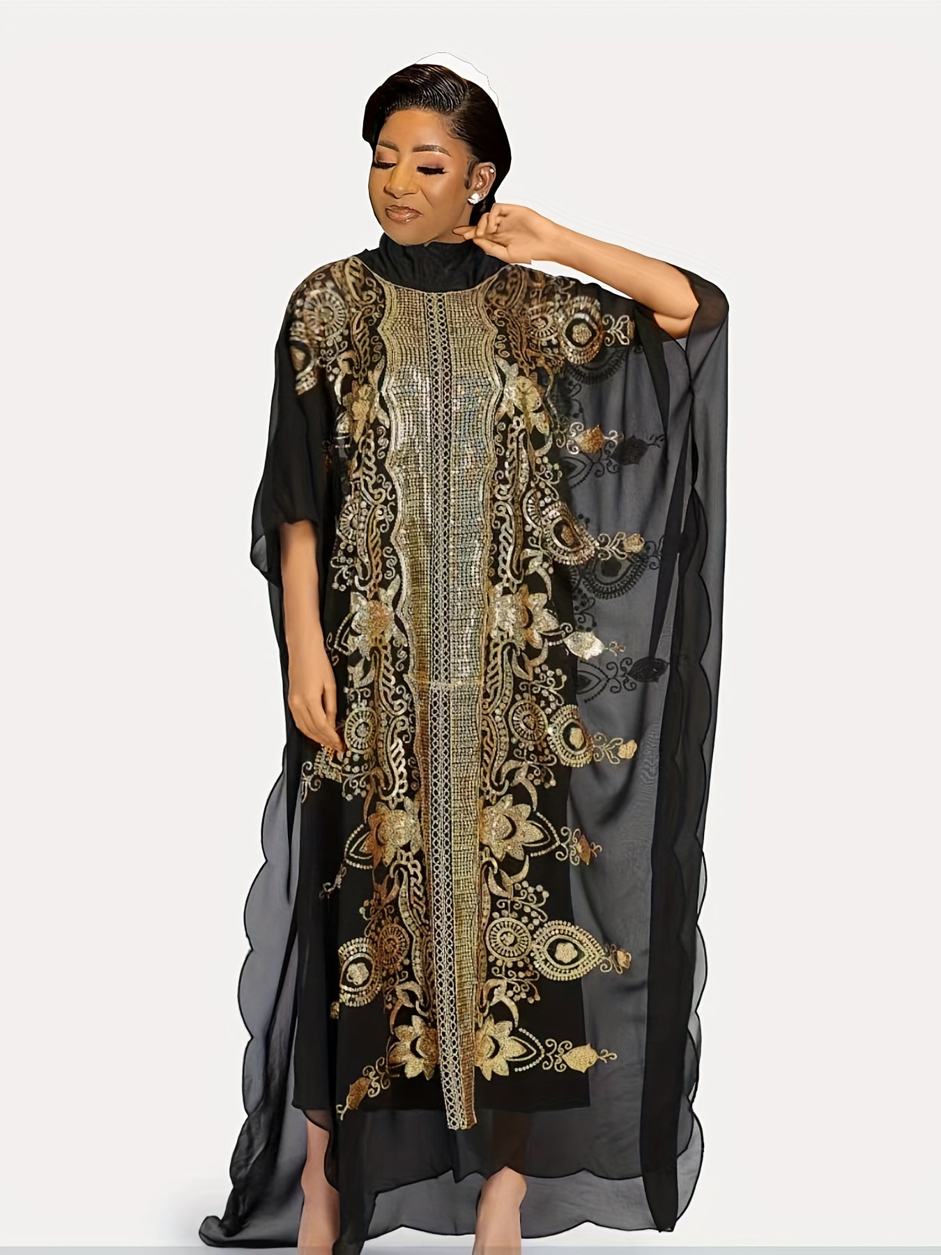  Women's African Sequin Embroidered Dashiki Dress