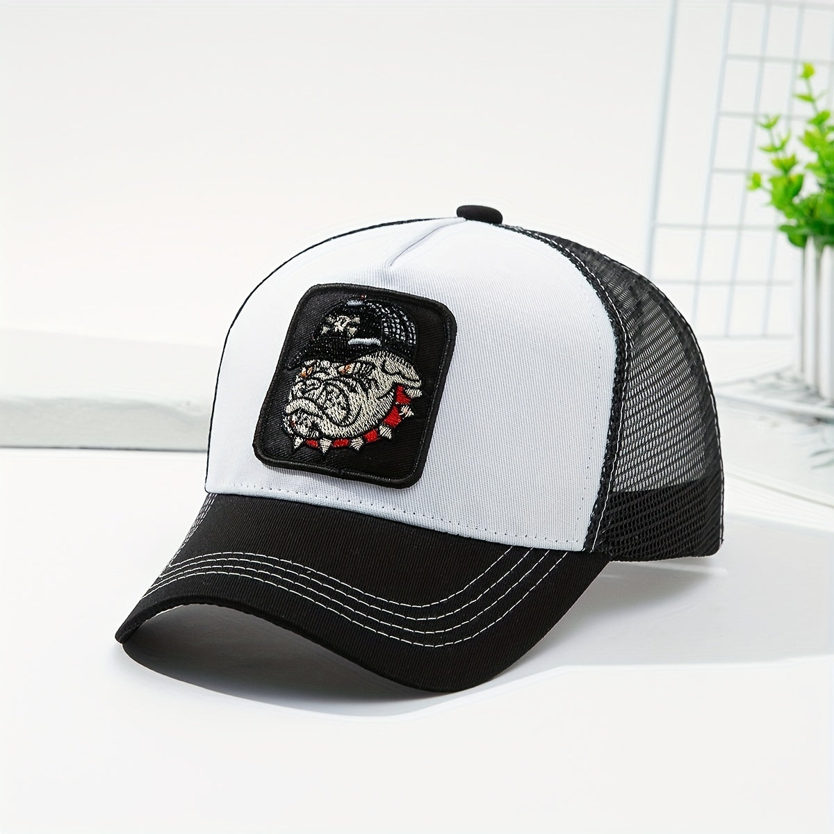 Wild Boar Patch Trucker Hat Embroidered Baseball Cap Unisex Hip Hop Adjustable