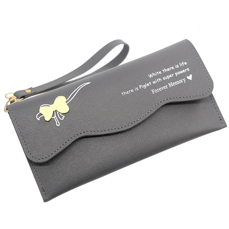 Women's Long Bow Solid Handbag Leisure Wallet Card Bag