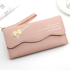 Women's Long Bow Solid Handbag Leisure Wallet Card Bag