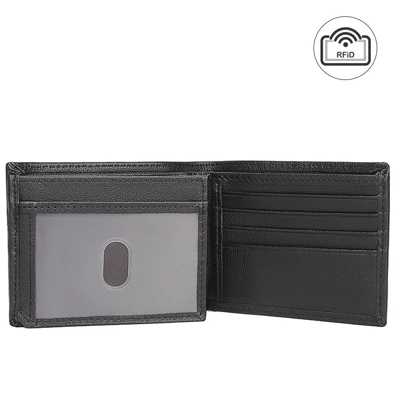 Men's Leather Purse, RFID Anti-Theft, Card Slot, Dollar Wallet