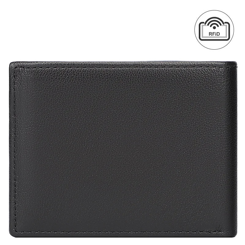Men's Leather Purse, RFID Anti-Theft, Card Slot, Dollar Wallet