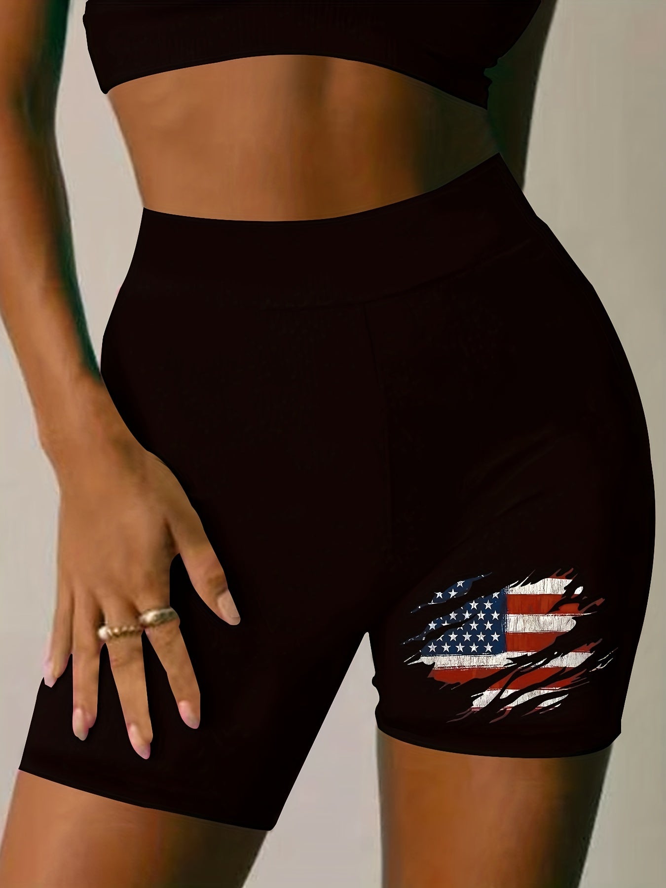 Women's Plus Colorful Figure Print High Rise Biker Shorts